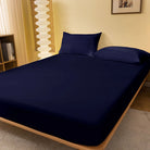 Smooth Matte Fitted Bed Sheet Navy Blue