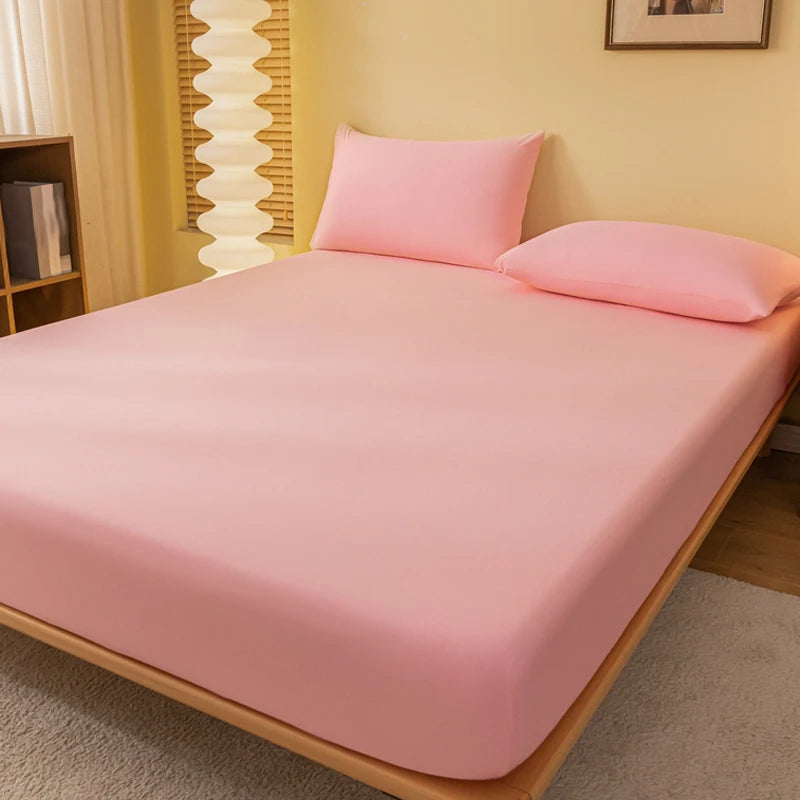 Smooth Matte Fitted Bed Sheet Pink