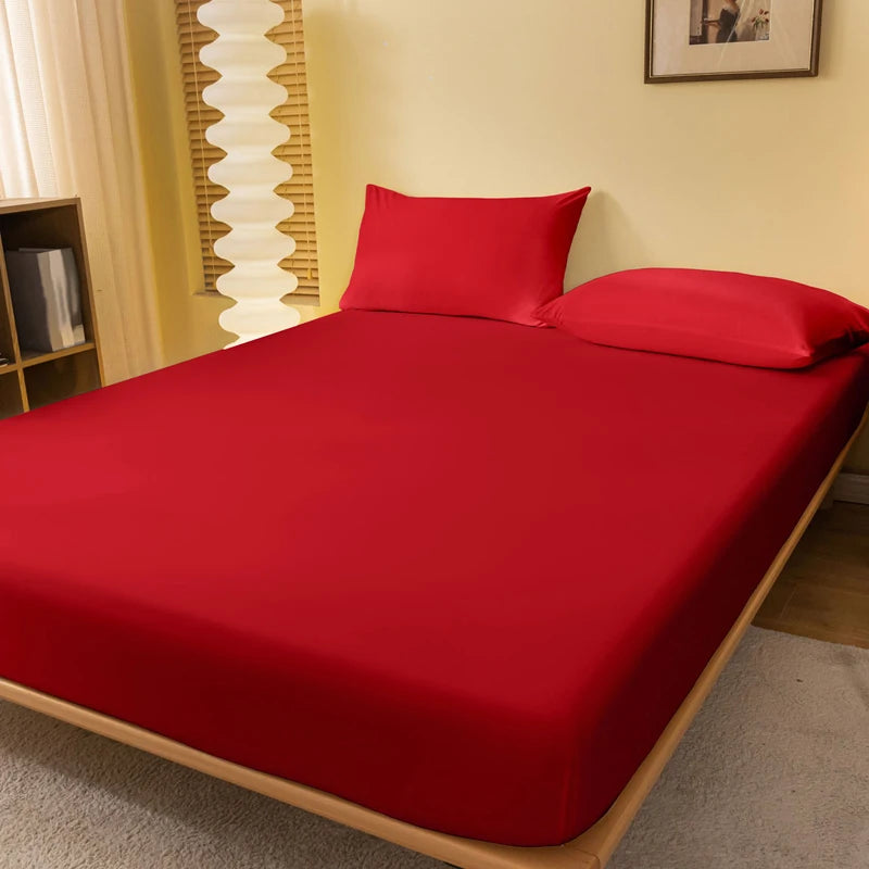 Smooth Matte Fitted Bed Sheet Red