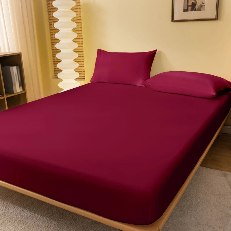 Smooth Matte Fitted Bed Sheet Wine Red