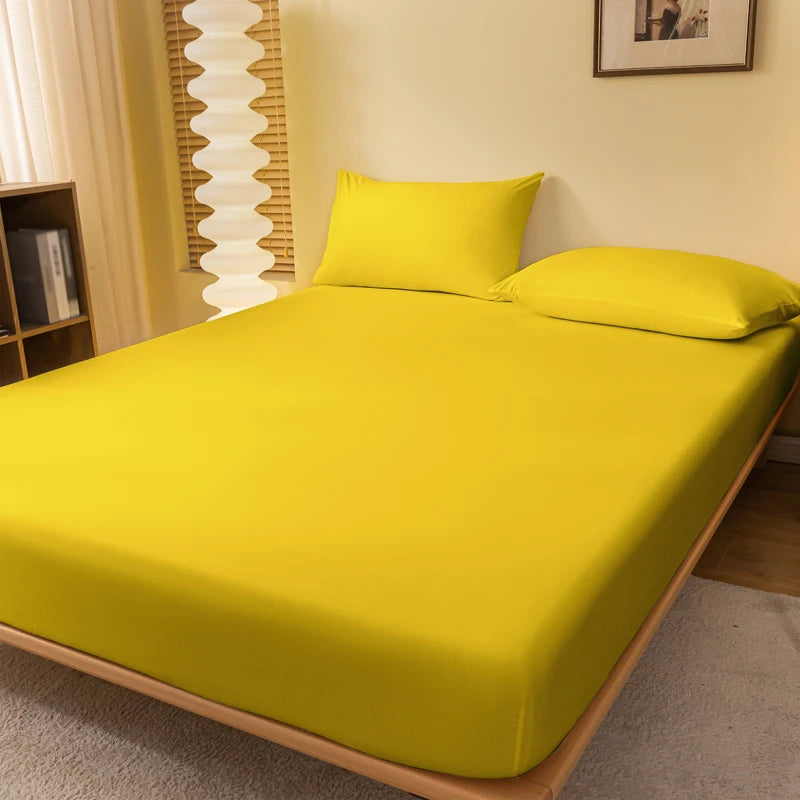 Smooth Matte Fitted Bed Sheet Yellow