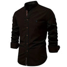 Standing Collar Men's Shirt Black