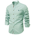 Standing Collar Men's Shirt Green