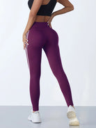 Striped High Waist Shaping Leggings Purple