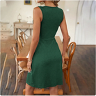 Stylish V-Neck Women's Dress Green