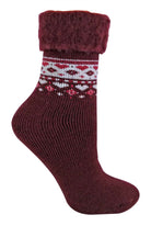 Turnover Top Wool Ladies Bed Socks Fuchcia