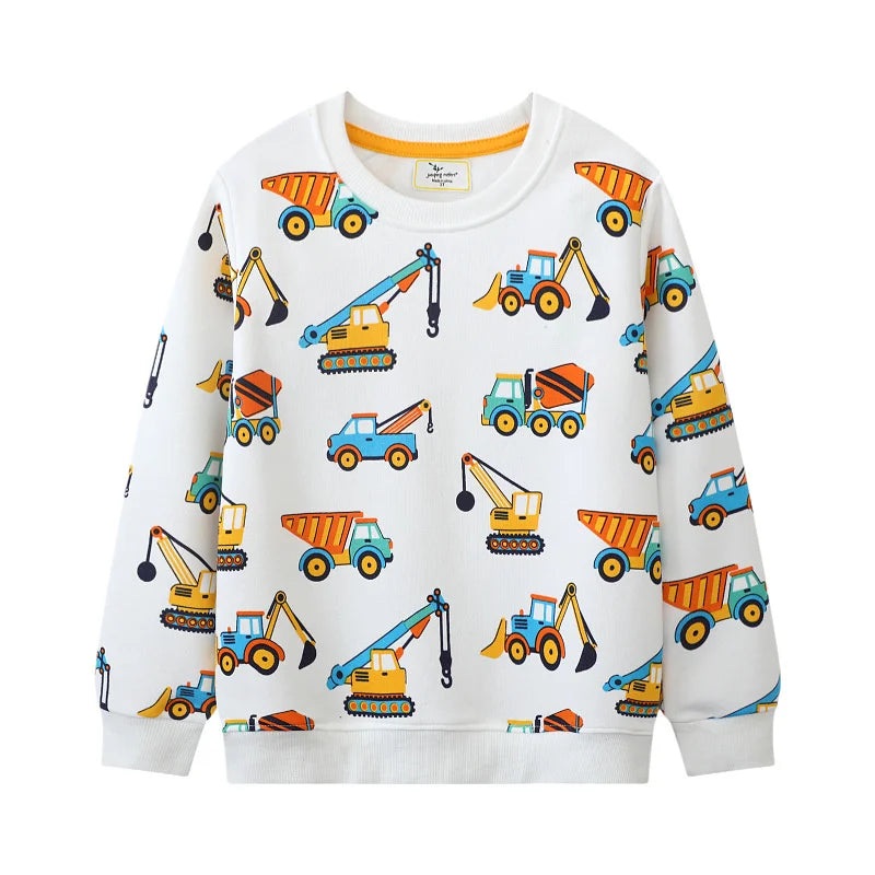 White Construction Truck Print Boys Jumper