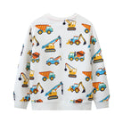 White Construction Truck Print Boys Jumper