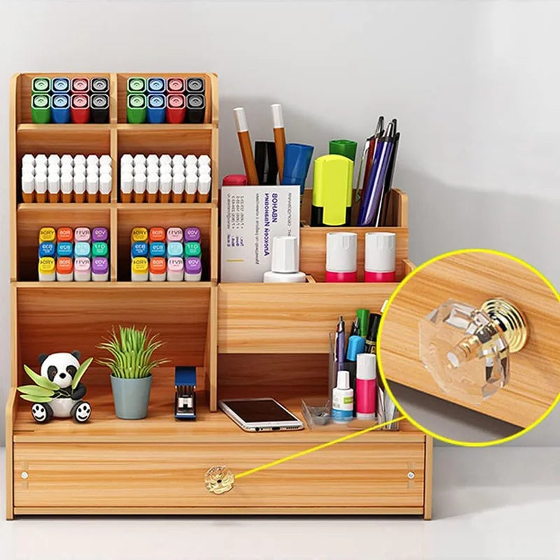 Wooden Desk Organiser with Drawer