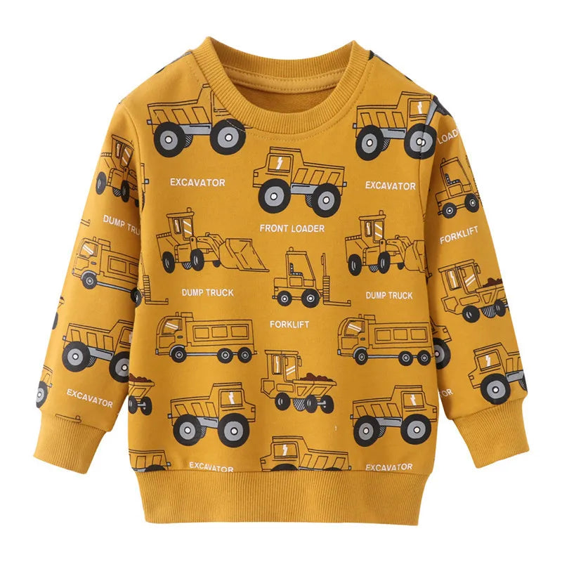 Yellow Construction Truck Print Boys Jumper