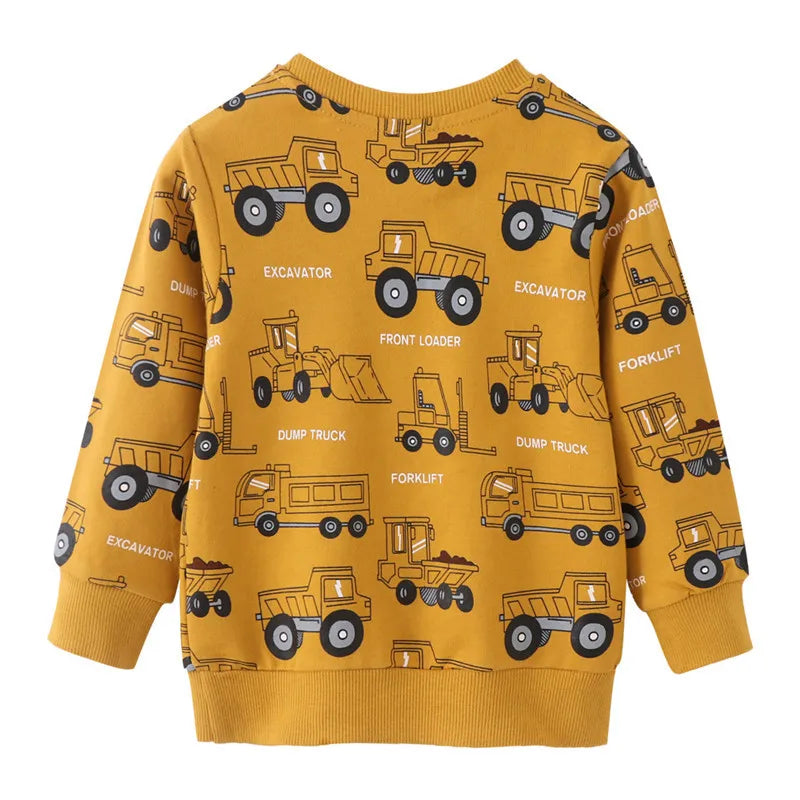 Yellow Construction Truck Print Boys Jumper