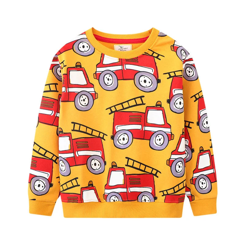 Yellow Fire Engine Print Boys Jumper