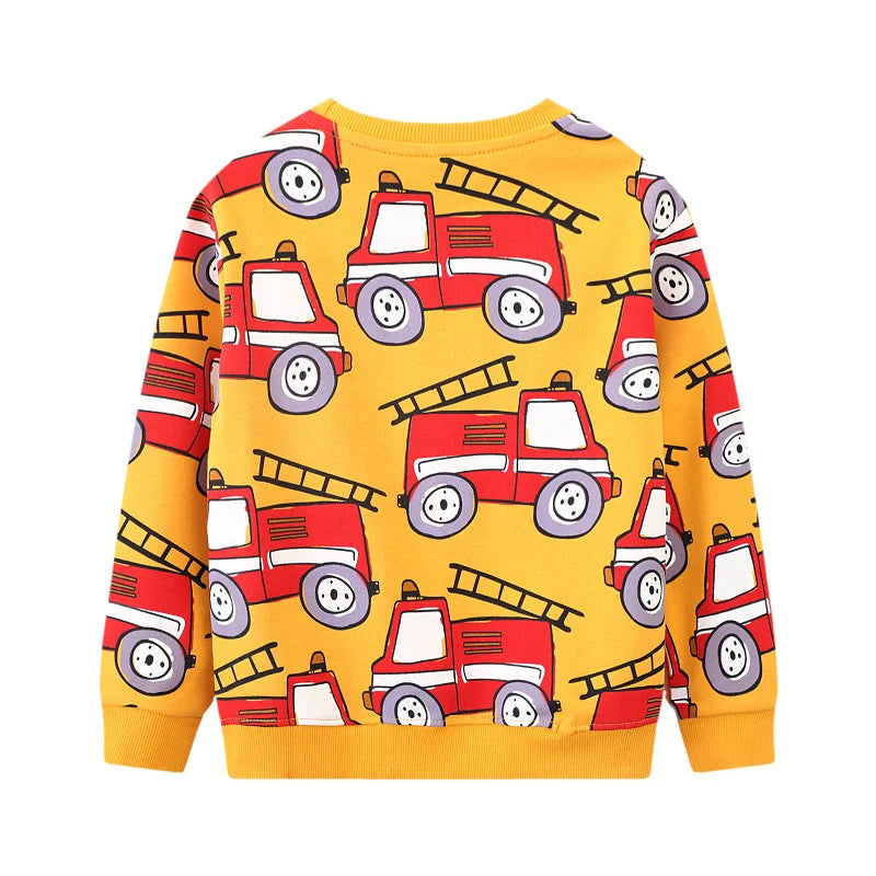 Yellow Fire Engine Print Boys Jumper