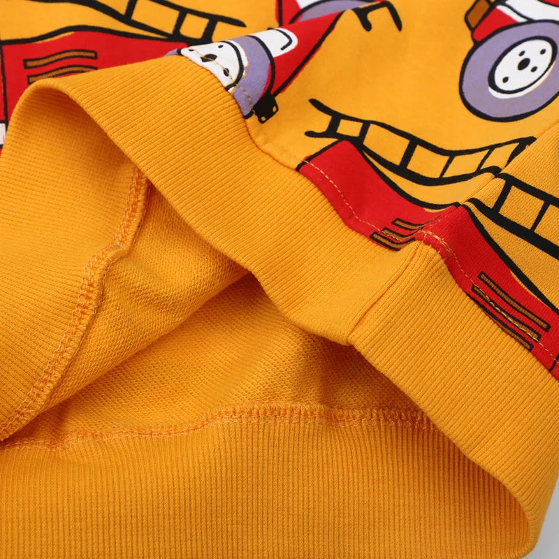 Yellow Fire Engine Print Boys Jumper