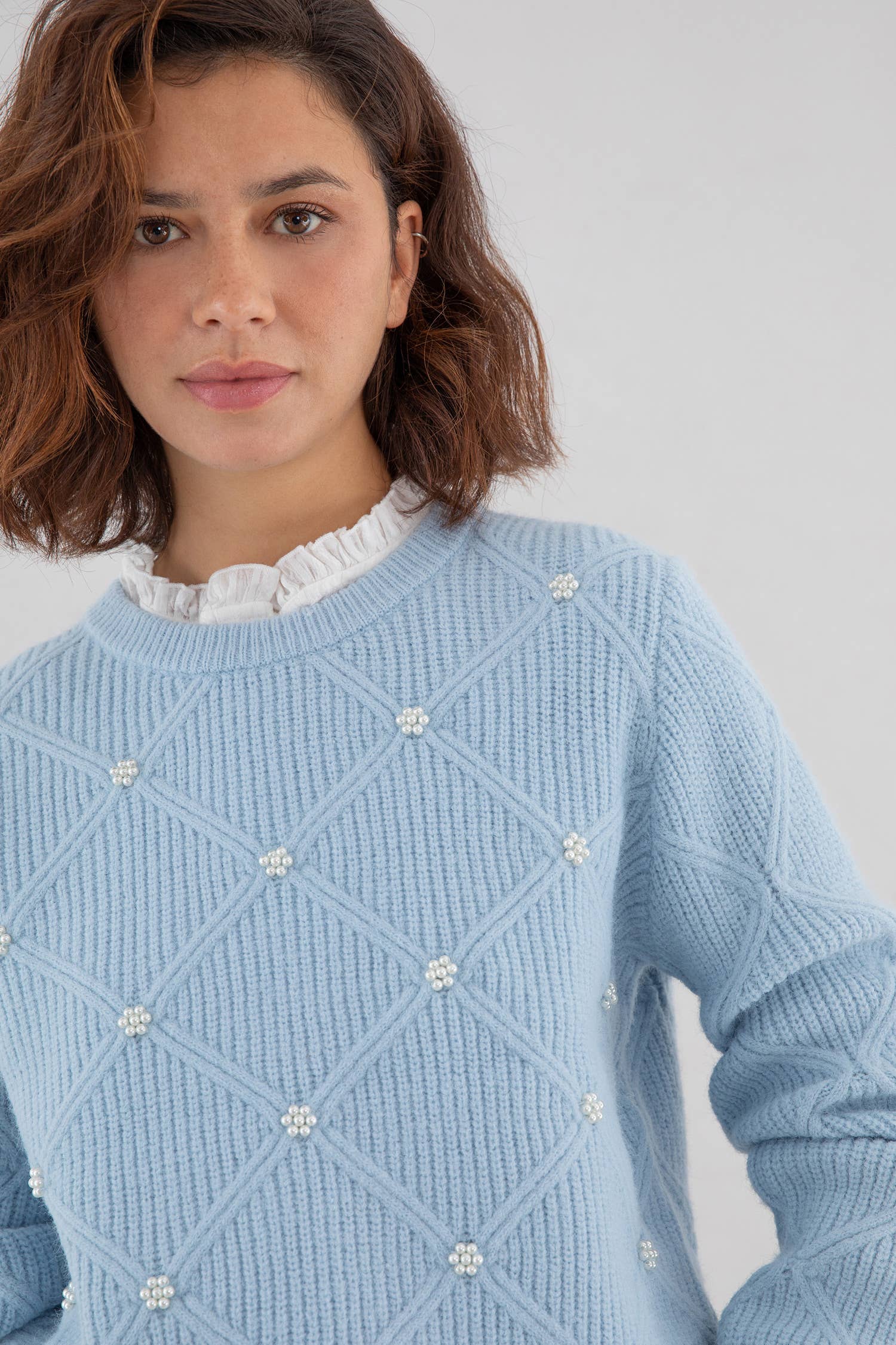 Plush Soft Appliqué Women's Blue Jumper