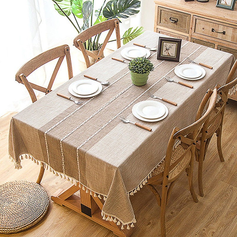 Modern Classic Dining Tablecloth in Beige